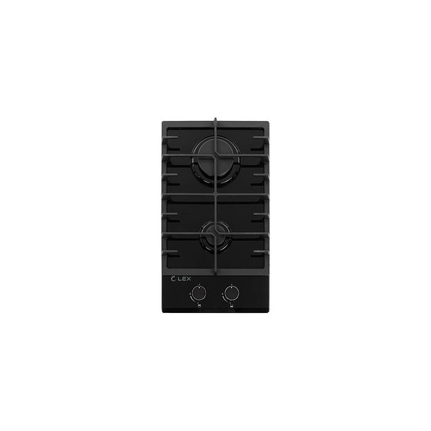 Газовая варочная панель LEX GVG 321 BL, 2 конфорки, закаленное стекло, черный фото 1