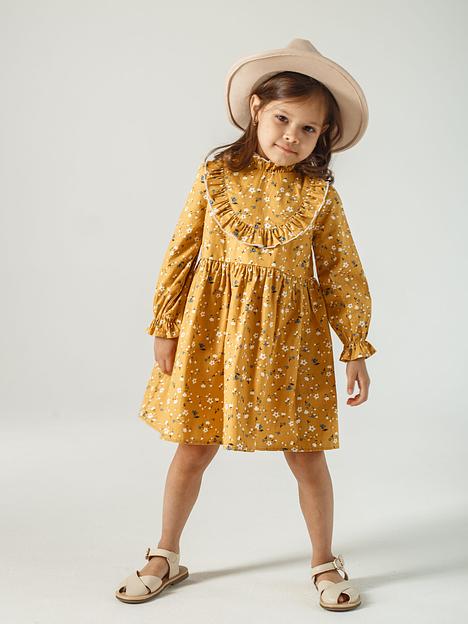 Платье MINI DI «Хлоя» цветочки на горчице, арт.130/825 ОПТ фото 1