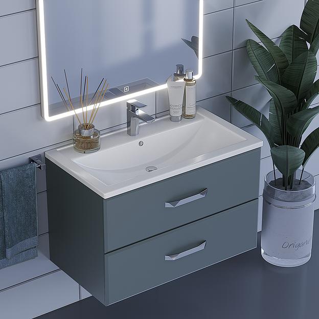 Тумба с раковиной для ванной Uperwood Foster 80 см, подвесная, серый графит фото 7