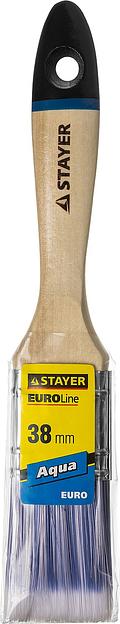 STAYER AQUA, 38 мм, 1.5″, искусственная щетина, деревянная ручка для воднодисперсионных и акриловых ЛКМ, плоская кисть (01062-038) фото 2