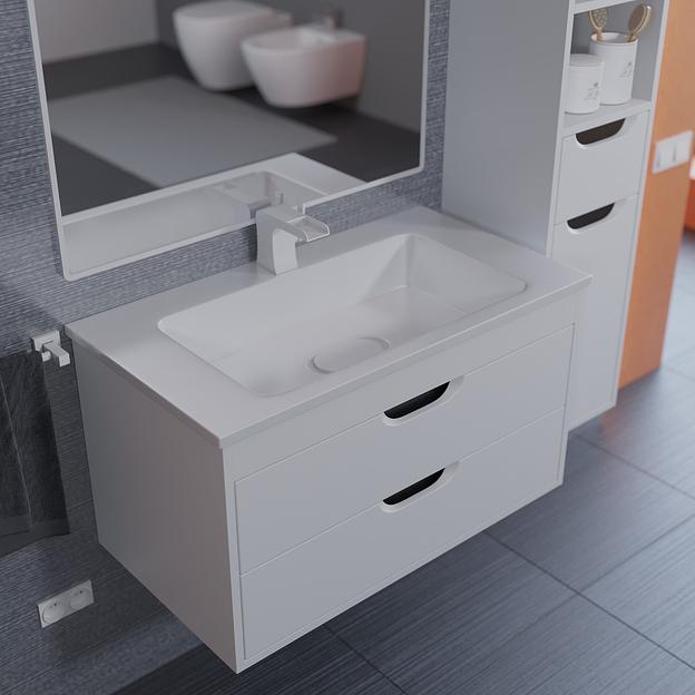 Тумба под раковину для ванной Uperwood Modul 80 см, подвесная, матовая, белая/графит фото 3