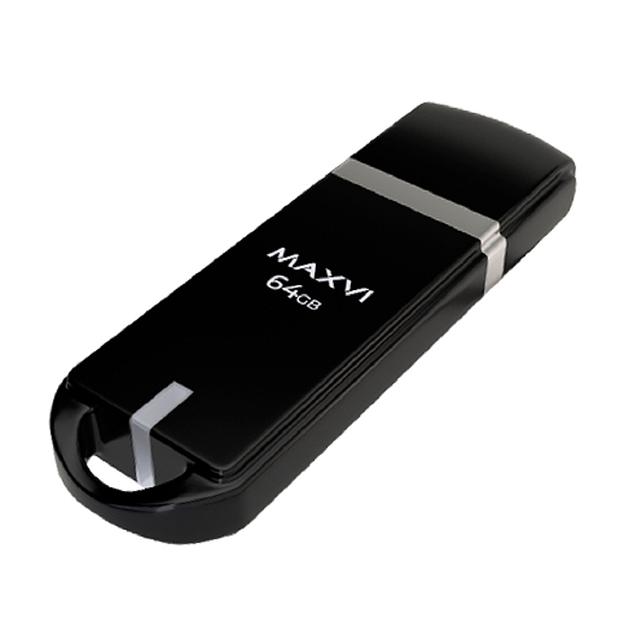 Maxvi USB Drive 64GB P3 black, монолит с колпачком, ABS пластик, USB 2.0 фото 1