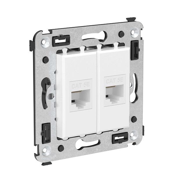 Avanti Компьютерная розетка RJ-45 без шторки в стену, кат.5е двойная, Белое облако фото 2