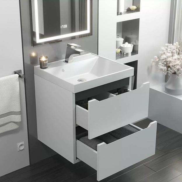 Тумба под раковину для ванной Uperwood Tanos 50 см, подвесная,  белая/графит фото 2