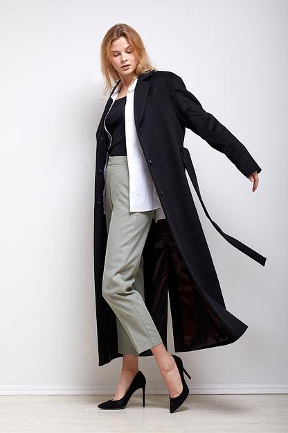 Женское демисезонное пальто деловое Mmoda чёрный, арт.2223037 фото 5