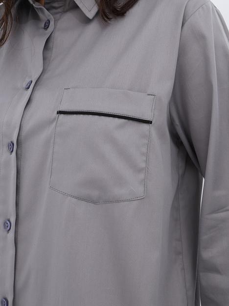 Пижама женская из сатина с брюками и рубашкой «Серый», Опт фото 3