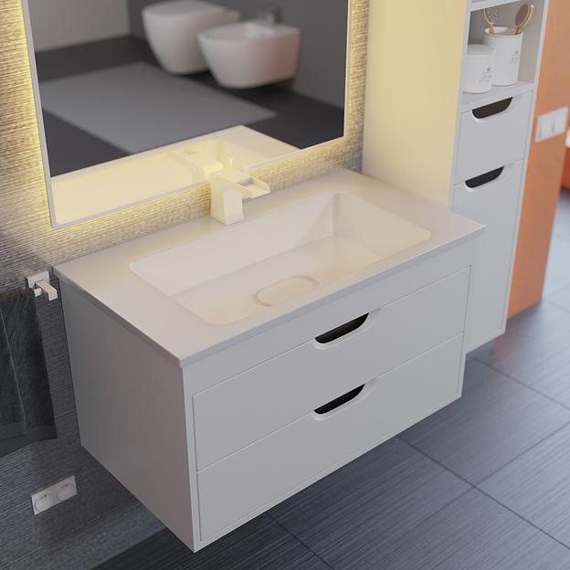 Тумба под раковину для ванной Uperwood Modul 80 см, подвесная, матовая, белая/графит фото 4