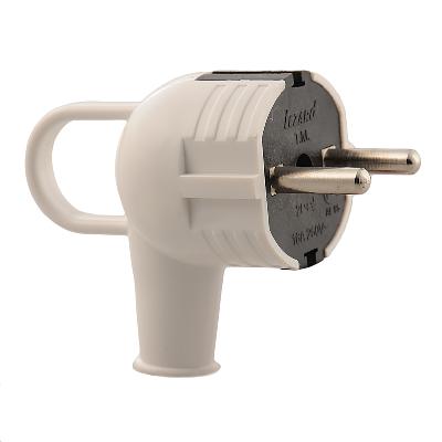 Вилка с заземлением с ручкой белая с черным фото 1