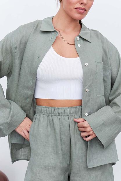 Рубашка короткая  S021_LGRN/Светло-зеленый  фото 5