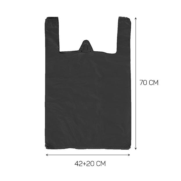 Пакет-майка "Фанера" черный без рисунков 42+20*70см 30мк - 50 шт фото 1