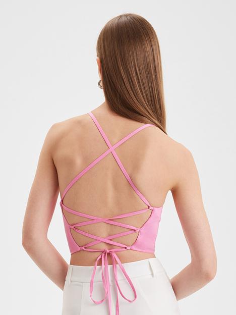  Топ на завязках Barbiecore, розовый, опт фото 3