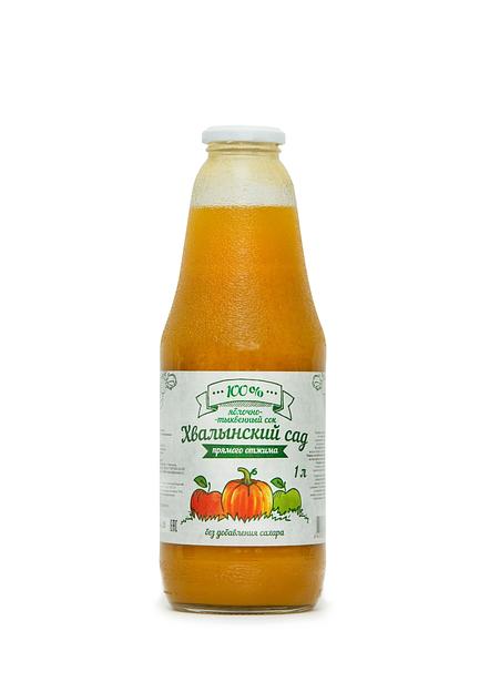 Сок яблочно-тыквенный в стеклянной бутылке 1 л, опт фото 1