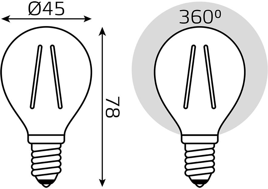 Лампа филам. Gauss Filament 10Вт цок.:E14 шар св.свеч.бел.нейт. (упак.:10шт) (52120) фото 6