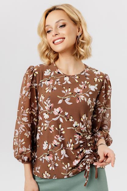 Блузка женская 7021-23/01/Коричневый, розовый фото 1