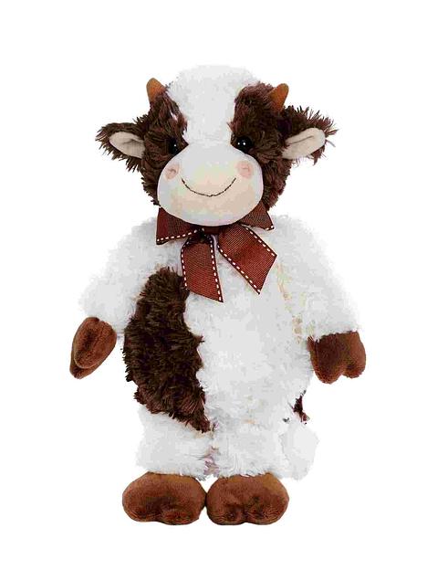 Игрушка мягконабивная «Бычок бело-коричневый с бантиком» 30×15×20 см, 82616, опт фото 1