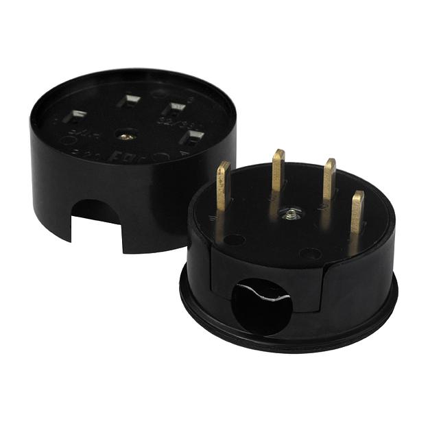 Разъем РШ-ВШ 32А 380В 3Р+РЕ круглый черный фото 1