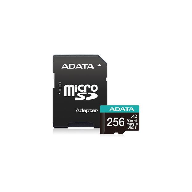 Карта памяти microSDXC UHS-I U3 A-Data Premier Pro 256 ГБ, 100 МБ/с, Class 10, AUSDX256GUI3V30SA2-RA1, 1 шт., переходник SD фото 1