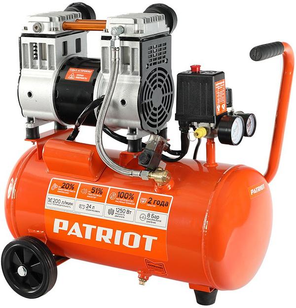PATRIOT WO 24-220 Компрессор [525301920] { безмасляный, 200 л/мин, 8 бар, 1250 Вт, 24 л, быстросъемный 1/4" } фото 2