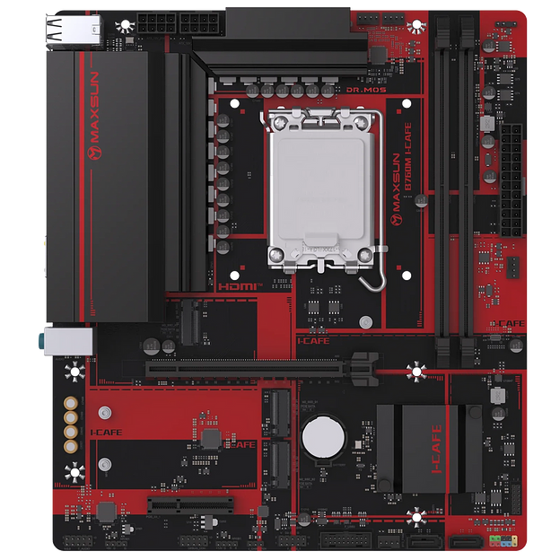 Материнская плата Maxsun MS-B760M I-CAFE B760, LGA1700, 2*DDR5, 1*PCIEx16, 1*PCIEx4, 3*M.2, 4*USB3.2Gen1, 8*USB2.0, 2*SATA3.0, 2.5G, DP, HDMI, M-ATX, RTL фото 3