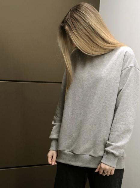 Свитшот базовый без начеса, серый меланж, опт фото 1