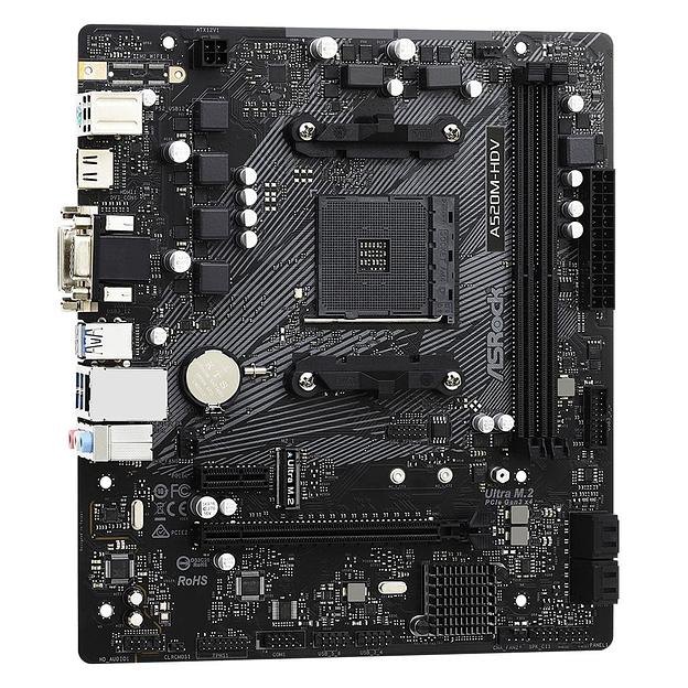 Материнская плата Asrock A520M-HDV Soc-AM4 AMD A520 2xDDR4 mATX AC`97 8ch(7.1) GbLAN RAID+VGA+DVI+HDMI фото 3