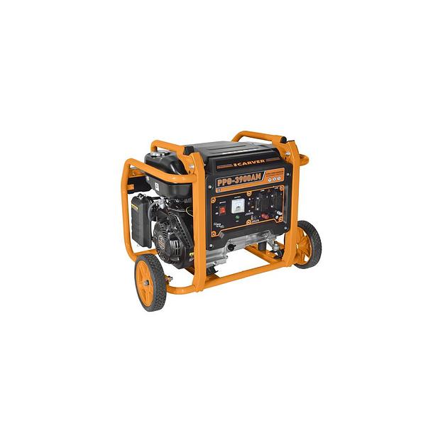 Бензиновый генератор CARVER PPG- 3900AM, 220/12 В, 2.8кВт, на колёсах [01.020.00027] фото 1