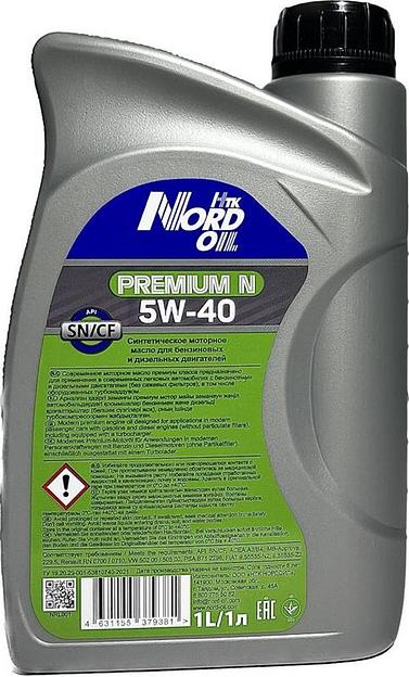 Синтетическое моторное масло для легковых автомобилей Nord Oil Premium N 5W-40 SN/CF ОПТ фото 2
