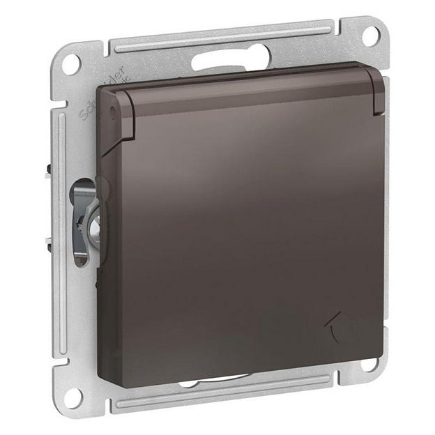 Systeme electric ATN000646 ATLASDESIGN РОЗЕТКА с заземл. со шторками с крышкой, 16А, IP20, механизм, МОККО фото 1