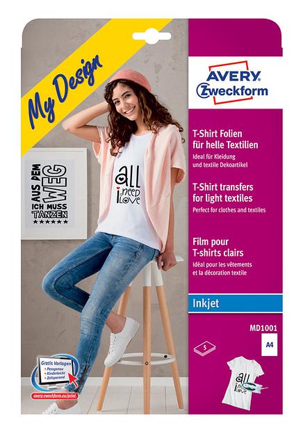 Термотрансфер Avery Zweckform MD1001 A4/5л./белый матовое для струйной печати фото 2