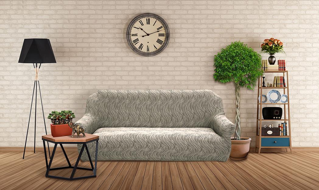 Чехол на трёхместный диван Чехлы&Пледы «Жаккард Волна» серый ОПТ фото 6