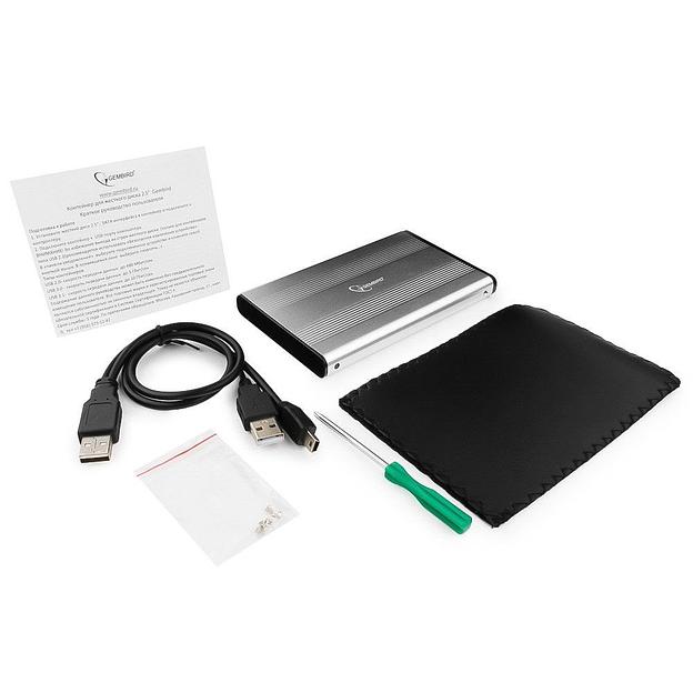 Внешний корпус 2.5" Gembird EE2-U2S-5-S, серебро, USB 2.0, SATA, металл Gembird {100} фото 2