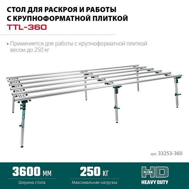 KRAFTOOL TTL-360 360х150х70 см, макс 250 кг, стол для работ с крупноформатными листовыми материалами (33253-360) фото 3