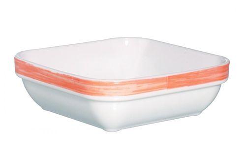 Салатник квадр. 110*110 мм. 200 мл. h=37 мм. оранж. край Браш /1/6/24/ фото 1