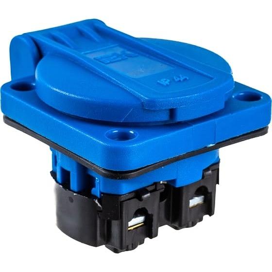 Iek PSN71-016-3-2-44-K07 Розетка панельная РП11-3 2Р+РЕ 16А з/к с крышкой IP44 синяя MAGNUM IEK фото 1