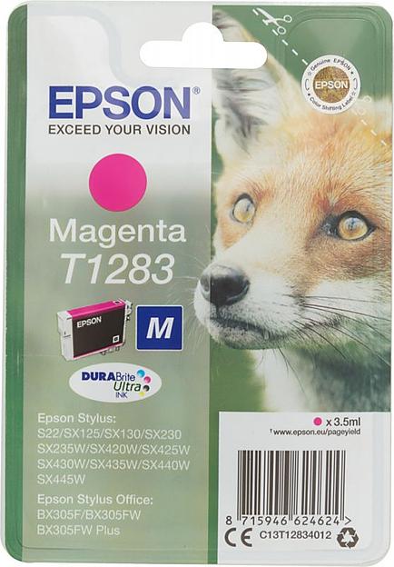 Картридж струйный Epson T1283 C13T12834012 пурпурный (160стр.) (3.5мл) для Epson S22/SX125 фото 1