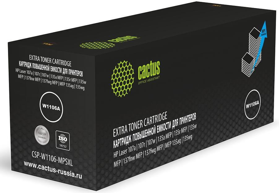 Картридж лазерный Cactus CSP-W1106-MPSXL W1106A черный (10000стр.) для HP Laser 107a/107r/107w/135a MFP/135r MFP/135w MFP/137fnw MFP/137fwg MFP/MFP 135ag/135wg (CSP-W1106-MPSXL) фото 1
