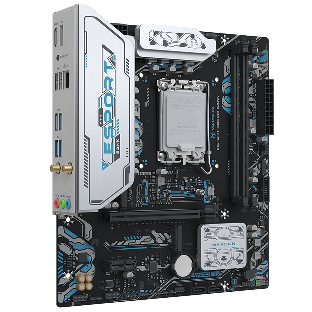 Материнская плата Maxsun MS-eSport B860M GANK WIFI B860, LGA1851, 2*DDR5, 1*PCIEx16, 1*PCIEx1, 2*M.2, 6*USB3.2Gen1, 4*USB2.0, 2*SATA3.0, 1G, DP, HDMI, M-ATX, RTL фото 2