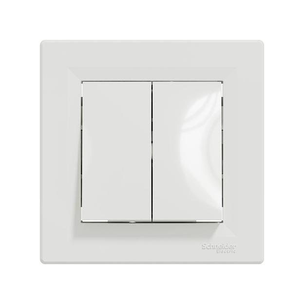 Переключатель двухклавишный SE EPH0600121 Asfora в сборе быстрозажим. клеммы белый EPH0600121 фото 2