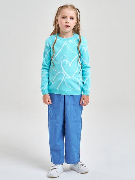 Джемпер «Сердечки» бирюзово-голубой, для девочек ОПТ фото 6