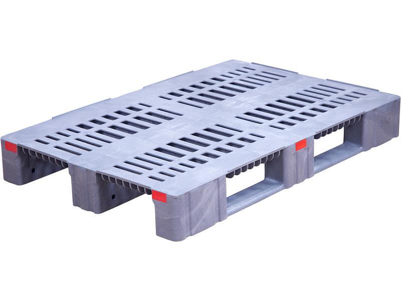 Паллет 1200х800х150 перфорированный усиленный (версия 2), на 3-х полозьях  серый фото 1
