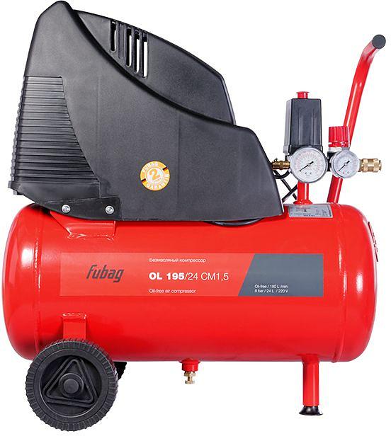 Компрессор поршневой Fubag OL 195/24 CM1.5 безмасляный 180л/мин 24л 1100Вт красный/черный фото 4