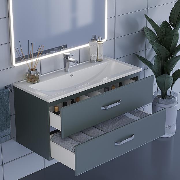 Тумба под раковину для ванной Uperwood Foster 100 см, подвесная, серый графит фото 5