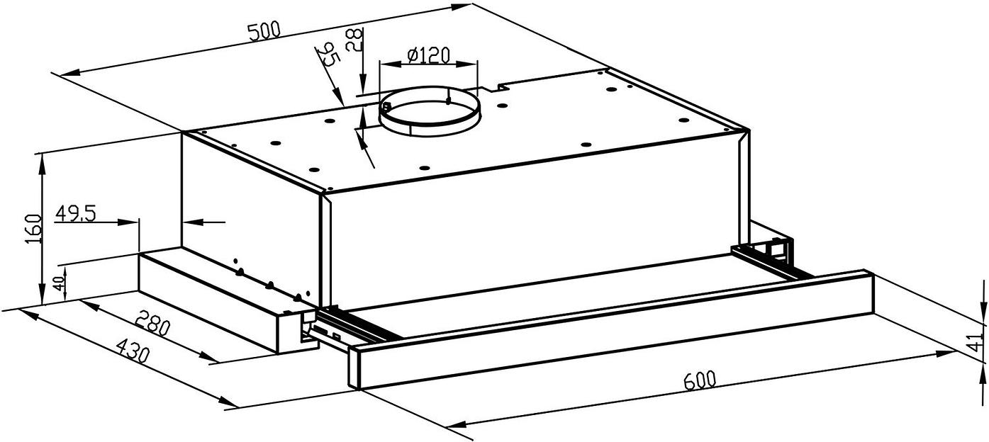 Вытяжка встраиваемая Lex Hubble 2M 600 белый управление: кнопочное (2 мотора) фото 5