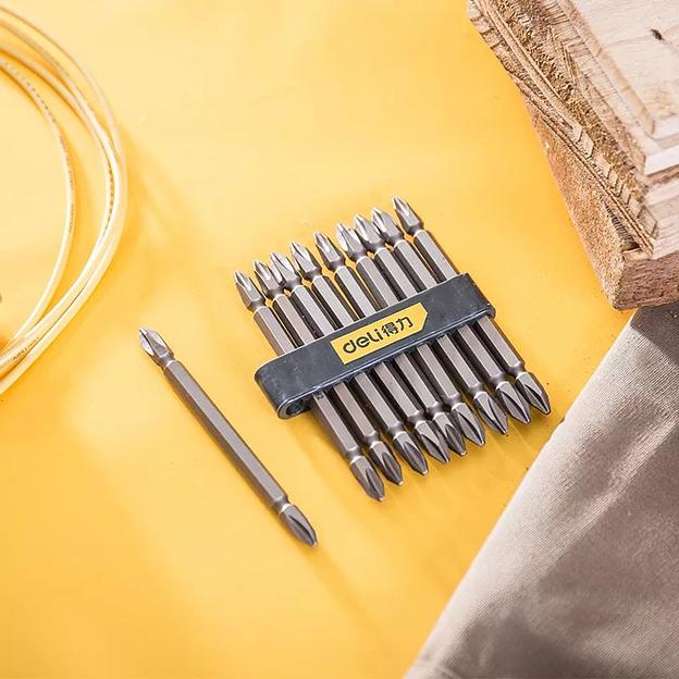 Набор оснастки Deli Набор двухсторонних бит 10 шт Deli DL6903 PH2*110мм, сталь S2 с твердостью 58-60HRC, пласт.кейс фото 5