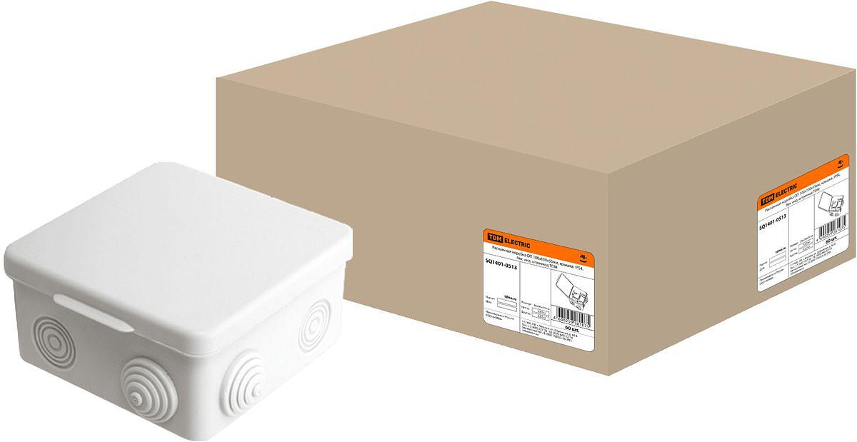 Распаячная коробка ОП 100х100х55мм, крышка, IP54, 8вх. инд. штрихкод TDM фото 1