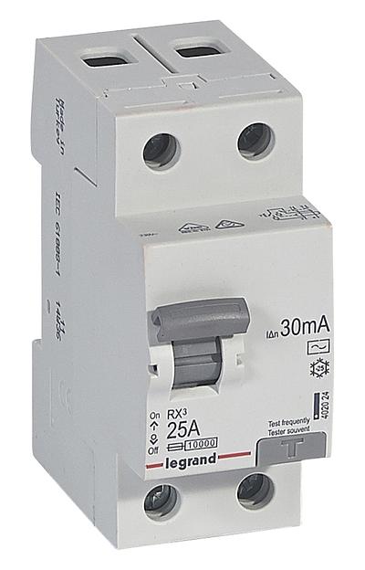 Выключатель дифф.тока УЗО Legrand RX3 402024 25A 30мА AC 2П 230В 2мод фото 1