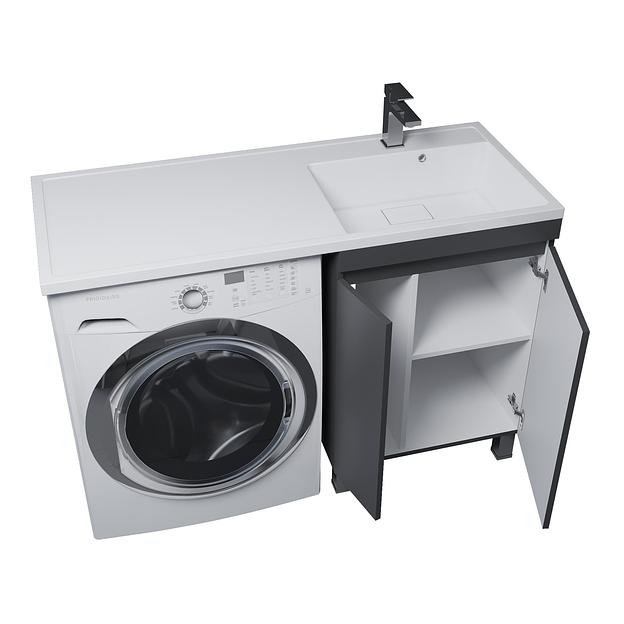 Тумба под стиральную машину Uperwood Magenta, 60 см, напольная, черная, с дверцами фото 2