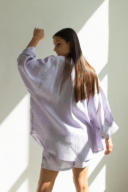 Костюм лён  SET019/10/Нежная лаванда  фото 5