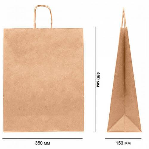 Крафт-пакет с кручеными ручками 35х15х42 см фото 1