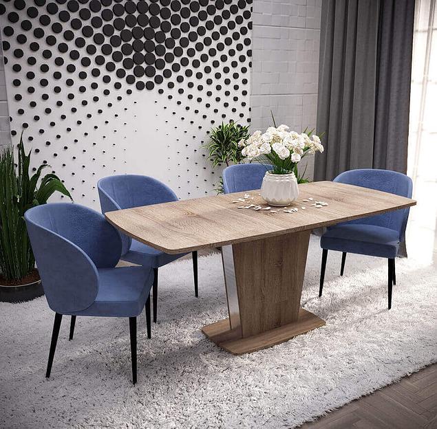 Стол Ливерпуль тип 1, 110 (+40)×75 см дуб сонома трюфель, металлик фото 2